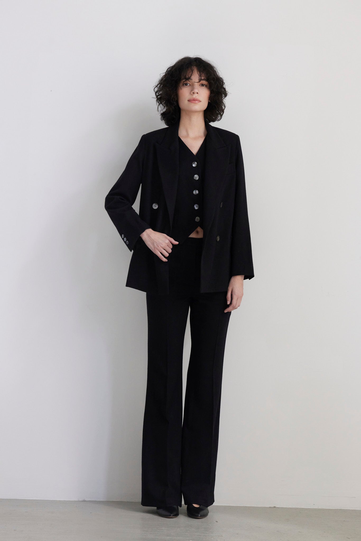 SAMPLE FW26 - Annie Vest in Wool - Black Samples CHRISTINE ALCALAY