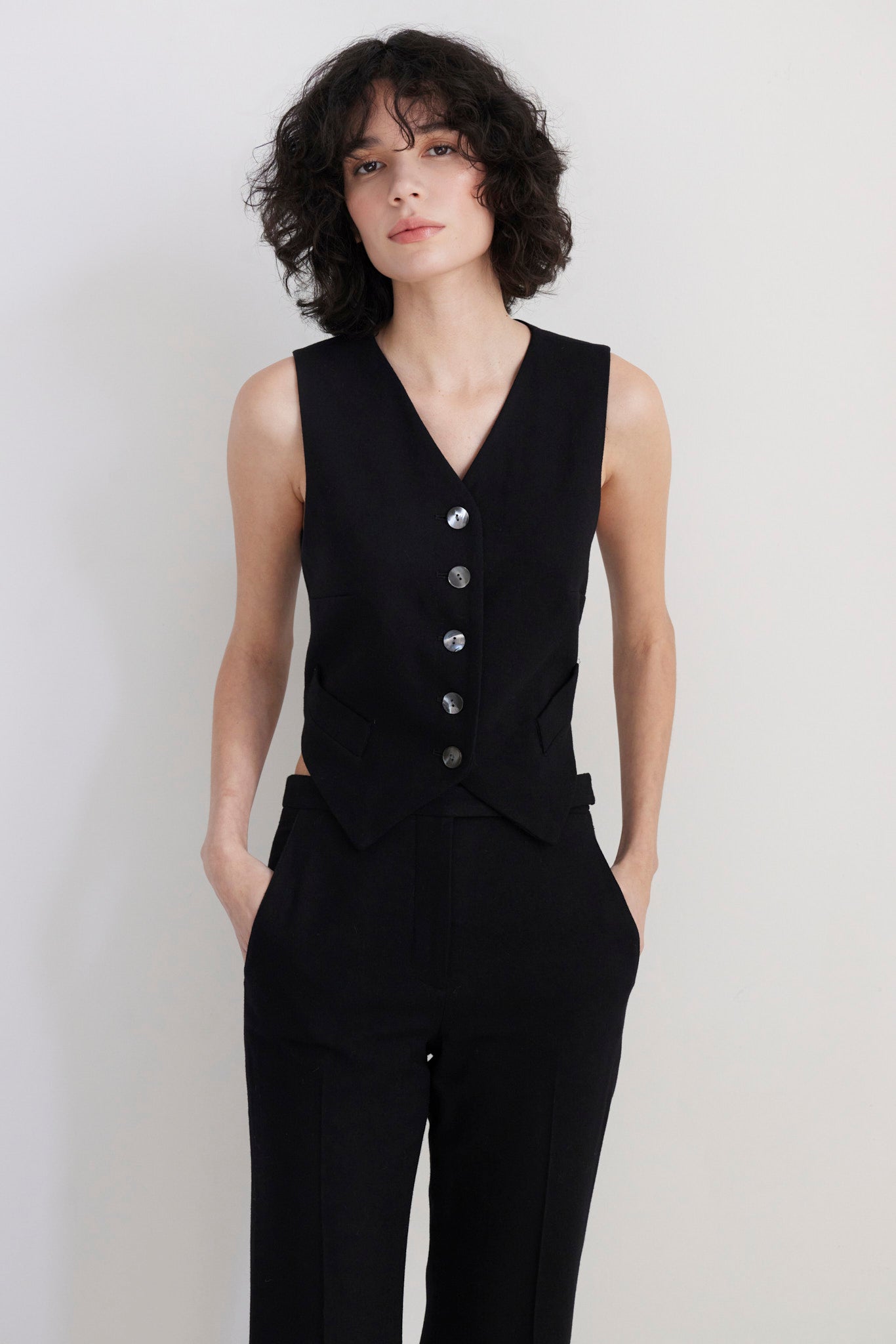 SAMPLE FW26 - Annie Vest in Wool - Black Samples CHRISTINE ALCALAY Black Extra Small