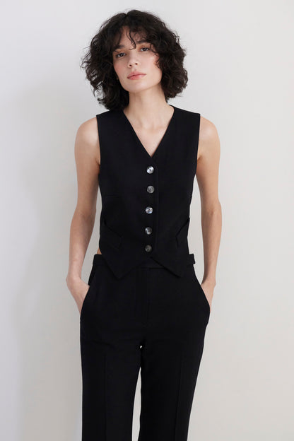 SAMPLE FW26 - Annie Vest in Wool - Black Samples CHRISTINE ALCALAY Black Extra Small