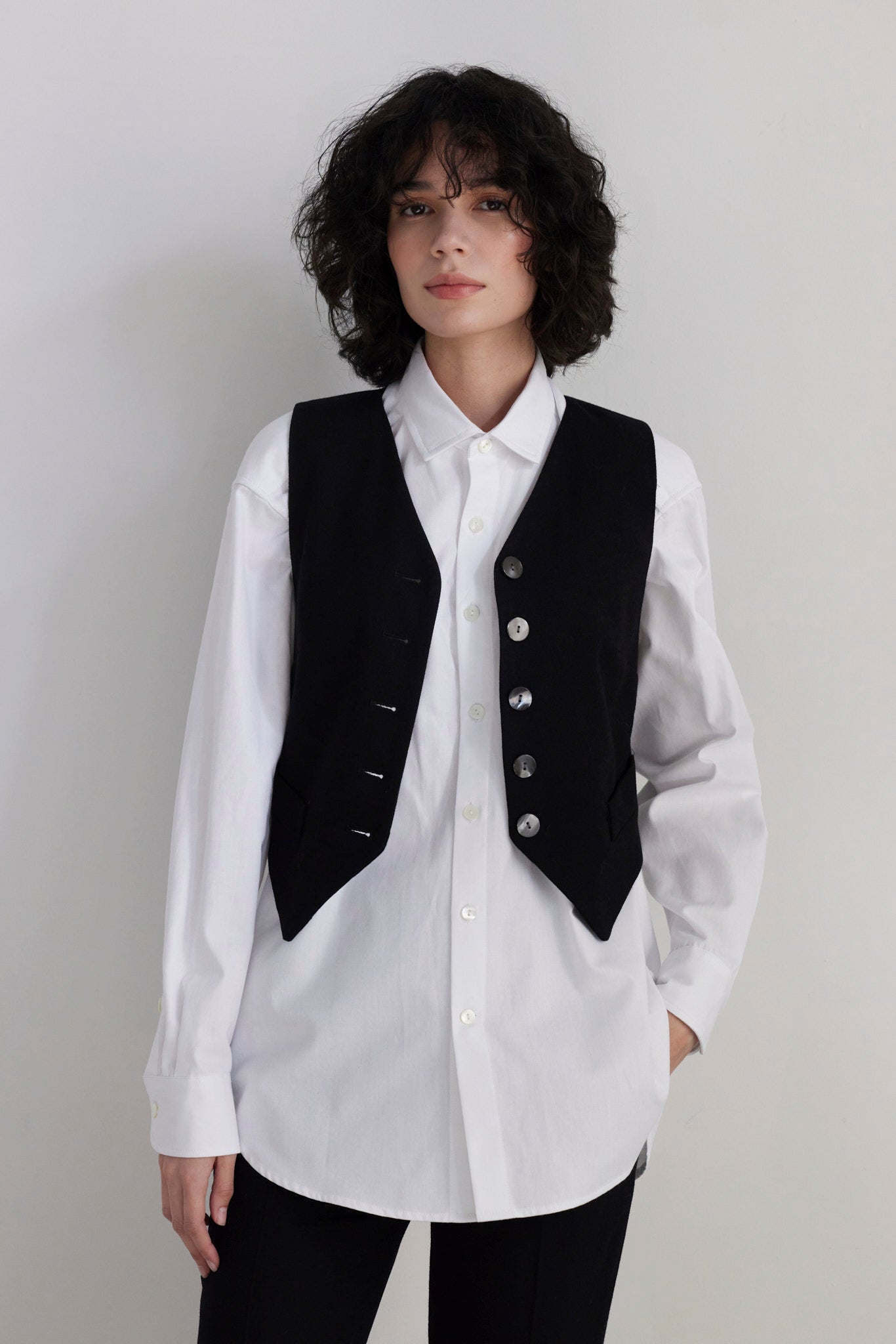 SAMPLE FW26 - Annie Vest in Wool - Black Samples CHRISTINE ALCALAY