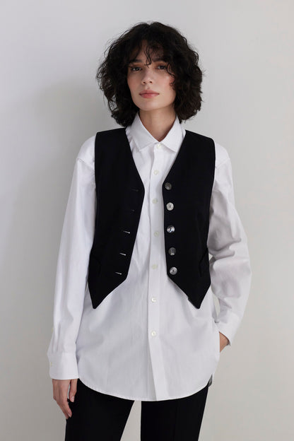 SAMPLE FW26 - Annie Vest in Wool - Black Samples CHRISTINE ALCALAY