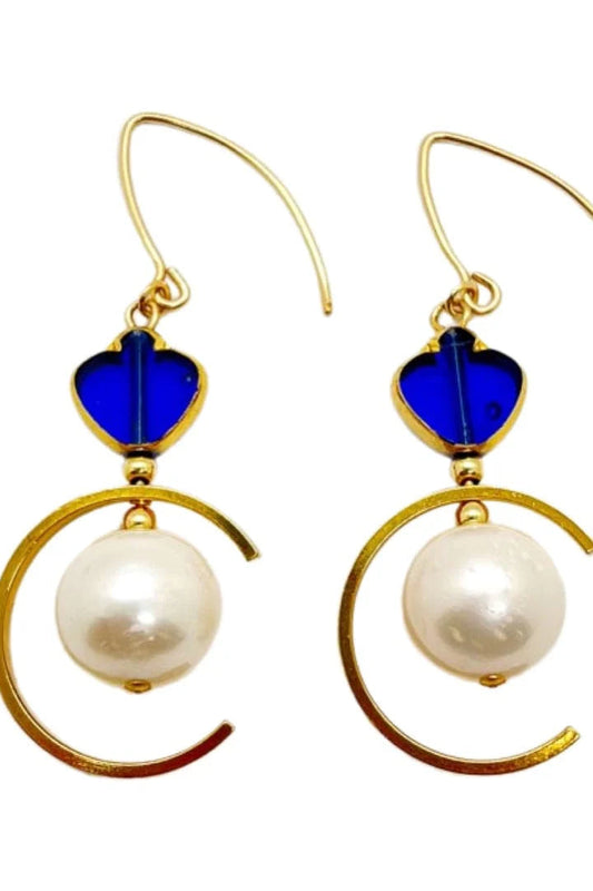 Blue Spade x Pearls Earrings Jewelry Aracheli Studio