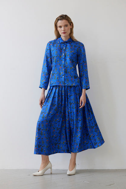 SAMPLE FW26 - Binty Blouse in Audubon Silk Twill - Electric Blue Audubon Samples CHRISTINE ALCALAY