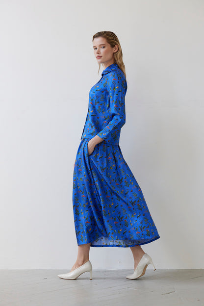 SAMPLE FW26 - Binty Blouse in Audubon Silk Twill - Electric Blue Audubon Samples CHRISTINE ALCALAY