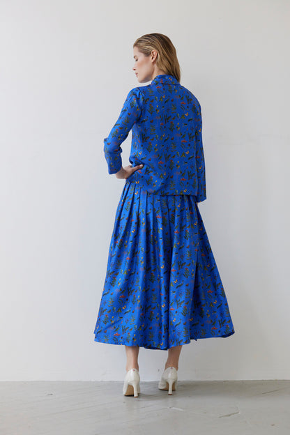 SAMPLE FW26 - Binty Blouse in Audubon Silk Twill - Electric Blue Audubon Samples CHRISTINE ALCALAY