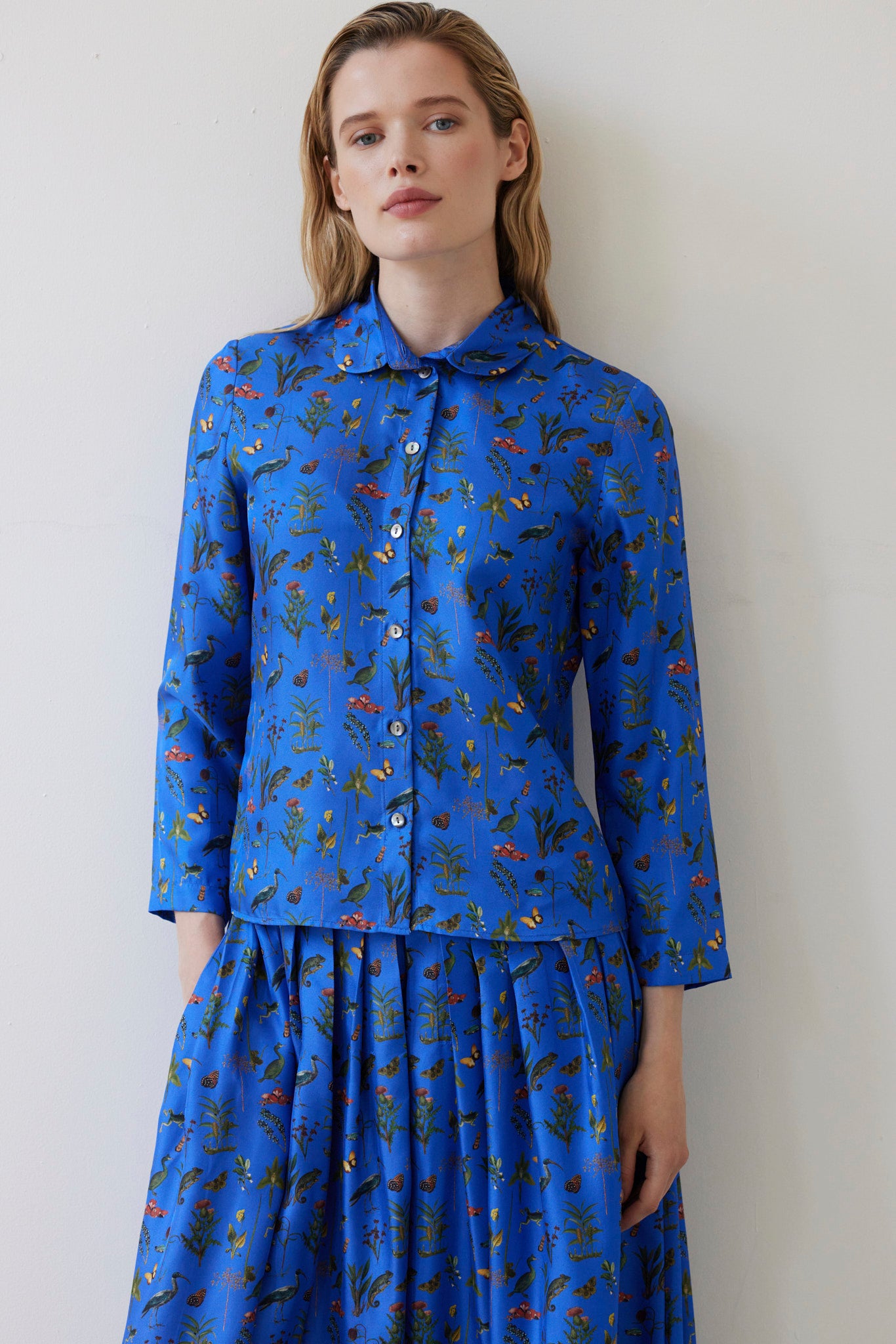 SAMPLE FW26 - Binty Blouse in Audubon Silk Twill - Electric Blue Audubon Samples CHRISTINE ALCALAY