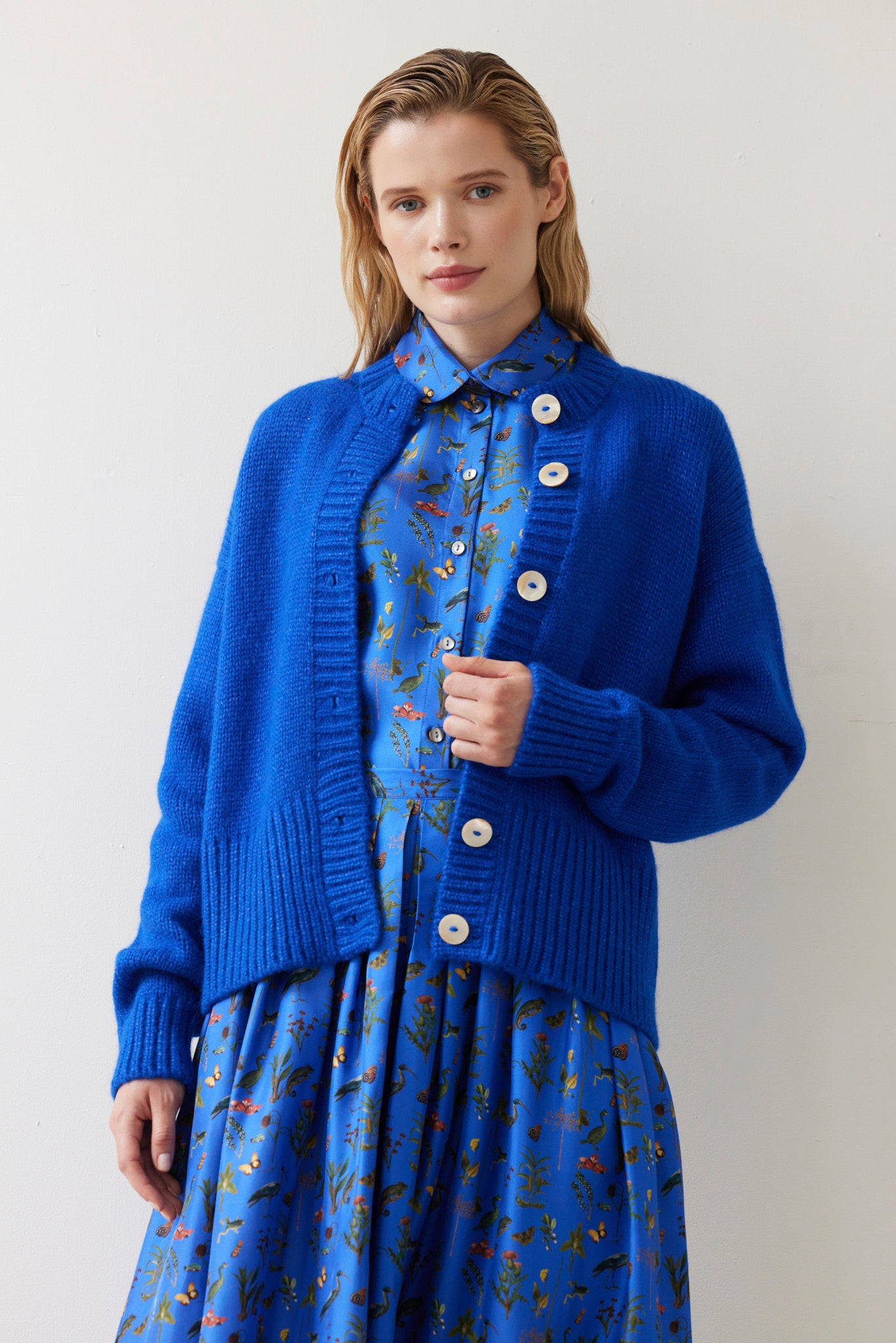 SAMPLE FW26 - Binty Blouse in Audubon Silk Twill - Electric Blue Audubon Samples CHRISTINE ALCALAY