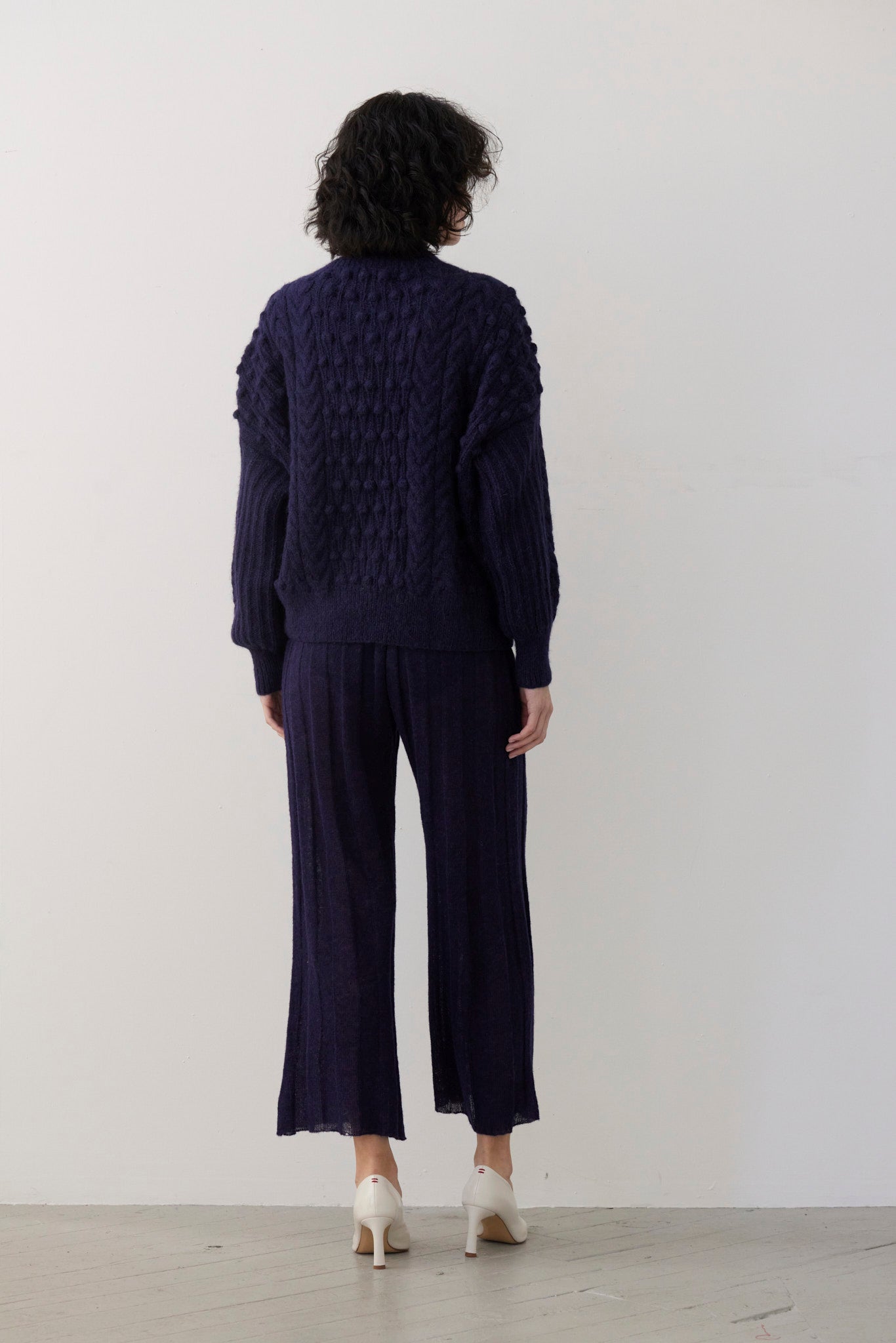 SAMPLE FW26 - Bobbie Popcorn Cardigan Sweater in Alpaca Wool - Blue Ink Samples CHRISTINE ALCALAY