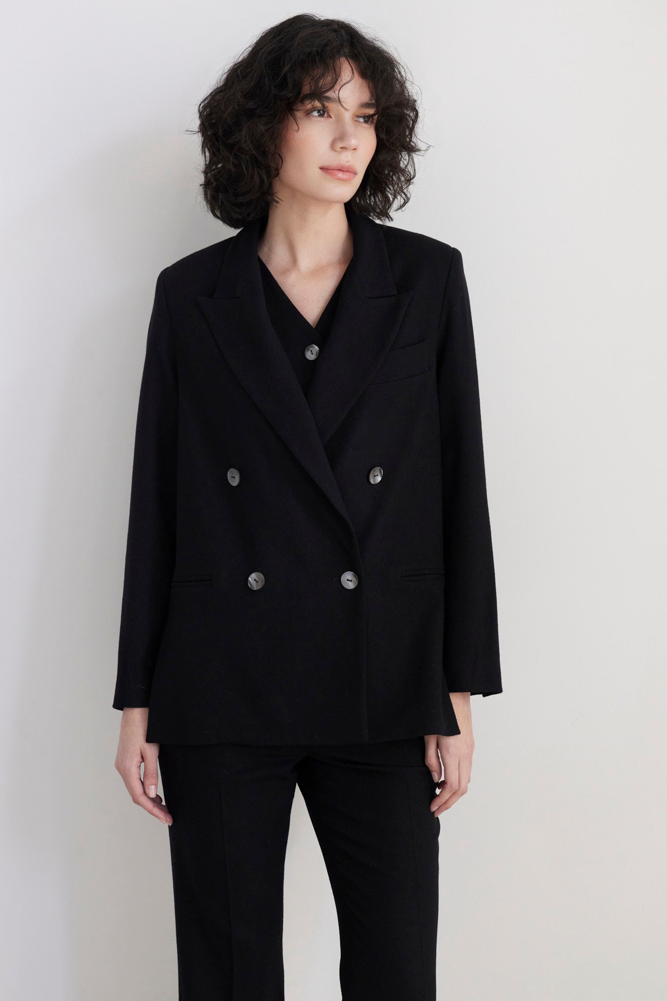 SAMPLE FW26 - Charlie Double Breasted Blazer in Wool - Black Samples CHRISTINE ALCALAY Black 2