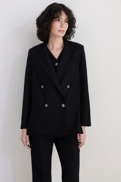 SAMPLE FW26 - Charlie Double Breasted Blazer in Wool - Black Samples CHRISTINE ALCALAY Black 2