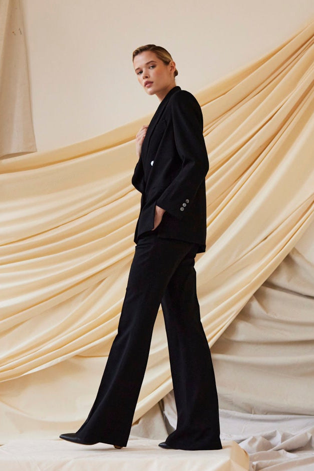 SAMPLE FW26 - Sandy Flared Leg Trouser in Wool - Black Samples CHRISTINE ALCALAY