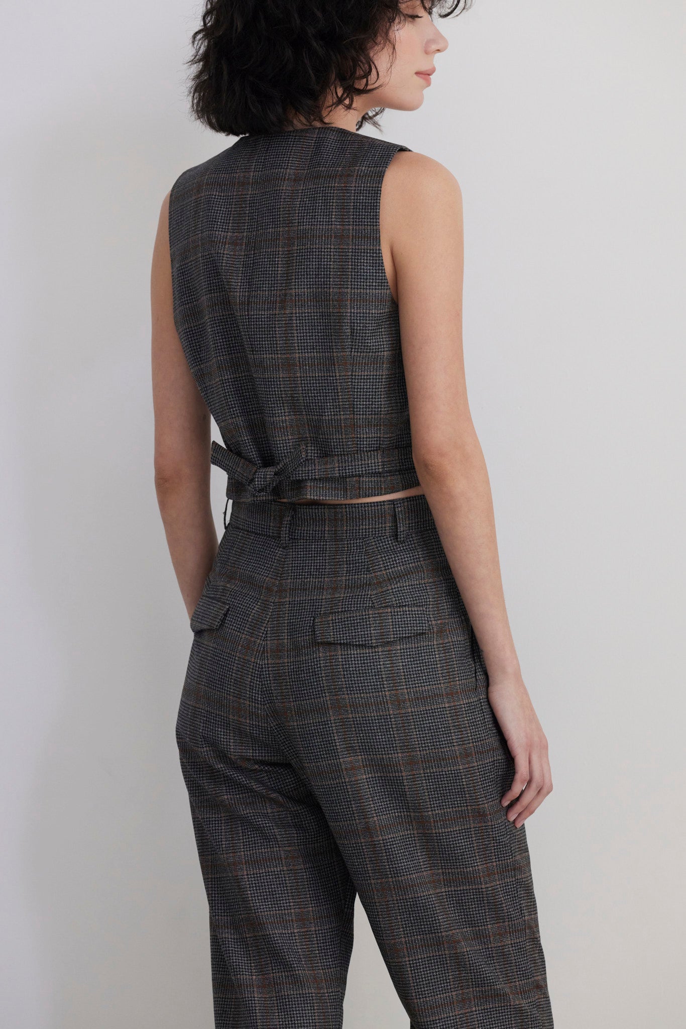 SAMPLE FW26 - Diane Tailored V Neck Vest in Wool - Autumn Plaid Samples CHRISTINE ALCALAY