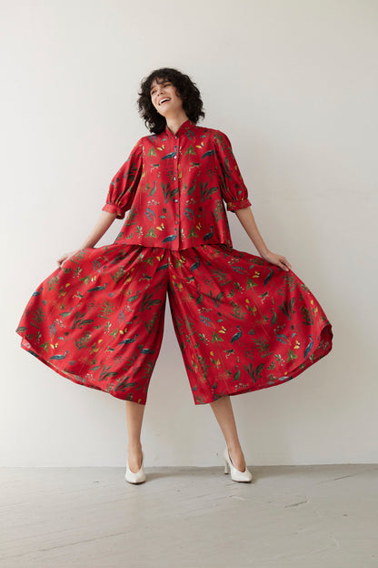 SAMPLE FW26 - Duyen Pant in Audubon Silk - Vermillion Red Samples CHRISTINE ALCALAY