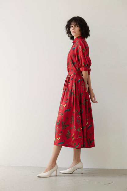 SAMPLE FW26 - Duyen Pant in Audubon Silk - Vermillion Red Samples CHRISTINE ALCALAY