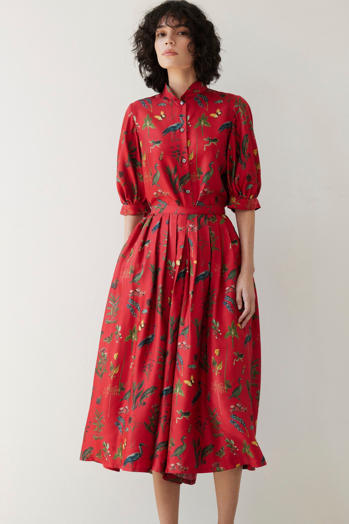 SAMPLE FW26 - Duyen Pant in Audubon Silk - Vermillion Red Samples CHRISTINE ALCALAY