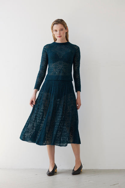 SAMPLE FW26 - Erin Lace Knit Skirt - Deep Teal Samples CHRISTINE ALCALAY