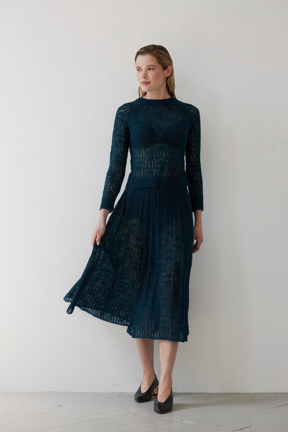 SAMPLE FW26 - Miranda Lace Knit Sweater - Deep Teal Samples CHRISTINE ALCALAY