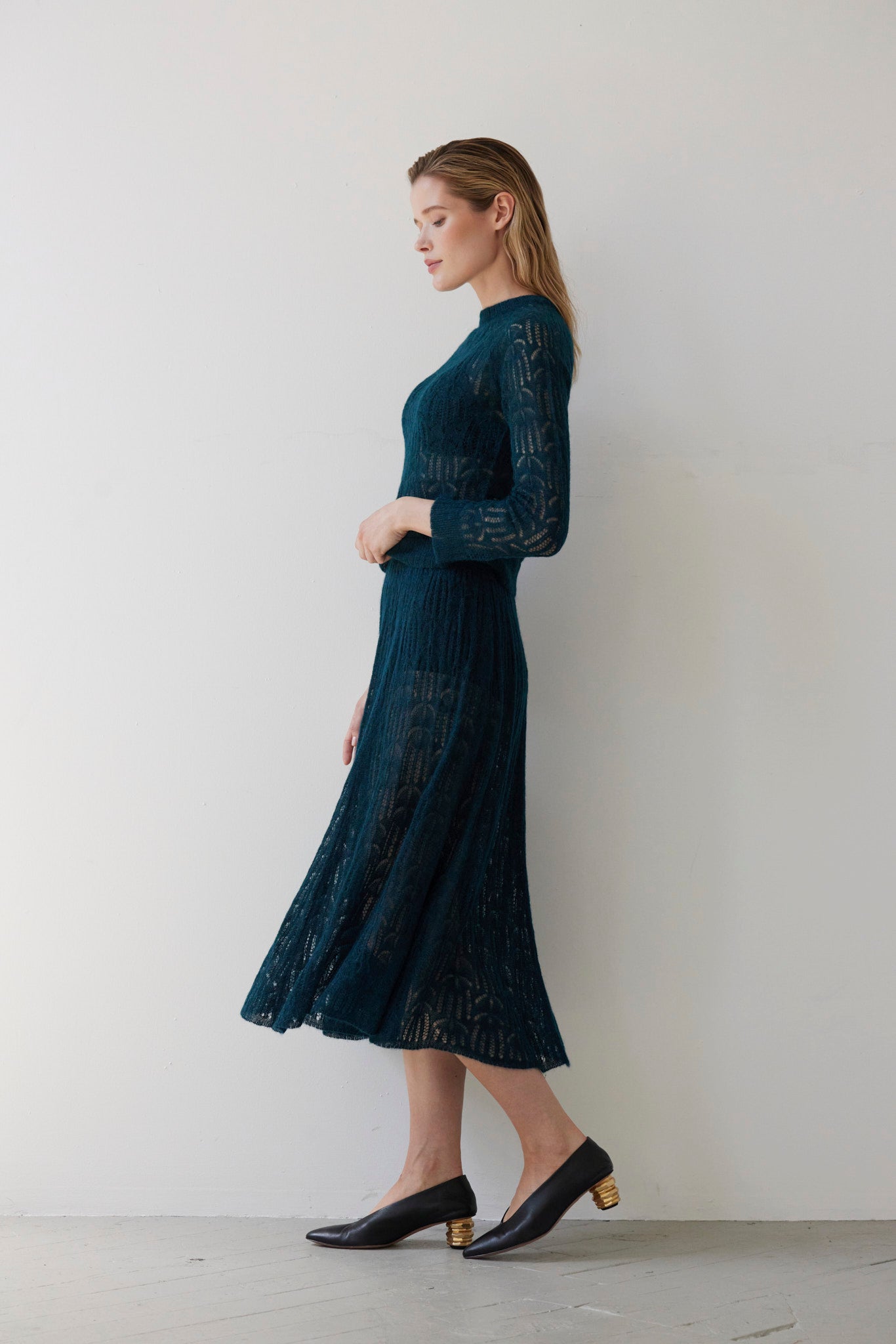 SAMPLE FW26 - Erin Lace Knit Skirt - Deep Teal Samples CHRISTINE ALCALAY