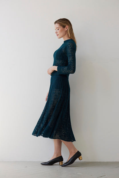 SAMPLE FW26 - Erin Lace Knit Skirt - Deep Teal Samples CHRISTINE ALCALAY