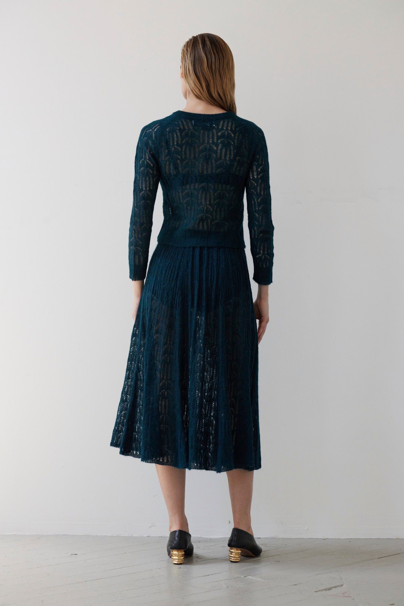 SAMPLE FW26 - Erin Lace Knit Skirt - Deep Teal Samples CHRISTINE ALCALAY