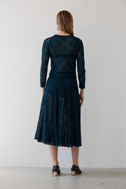 SAMPLE FW26 - Erin Lace Knit Skirt - Deep Teal Samples CHRISTINE ALCALAY