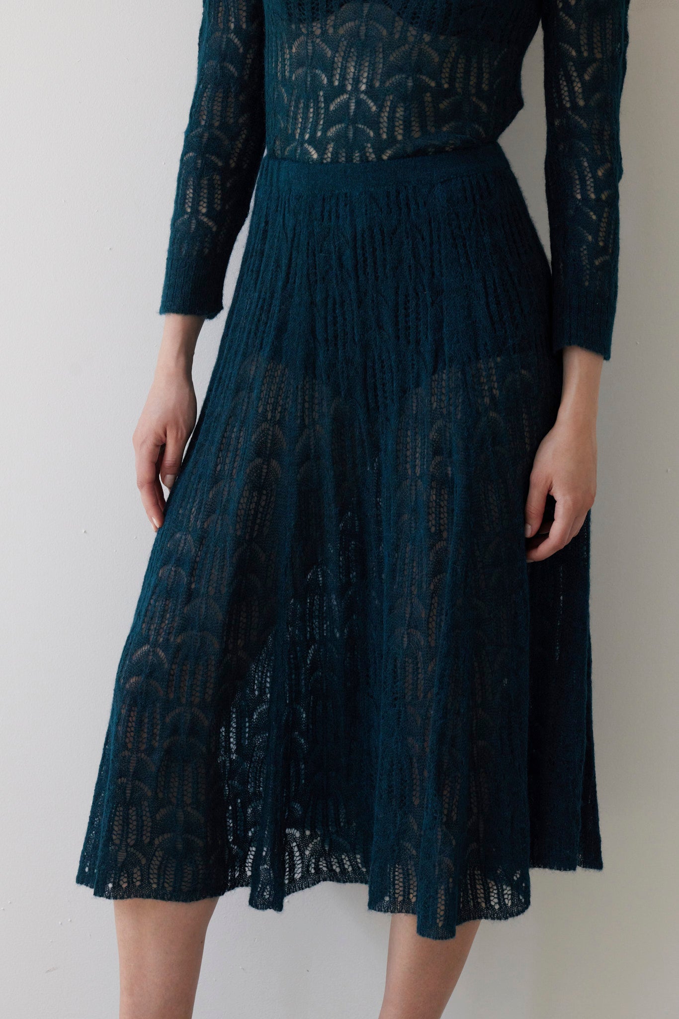 SAMPLE FW26 - Erin Lace Knit Skirt - Deep Teal Samples CHRISTINE ALCALAY