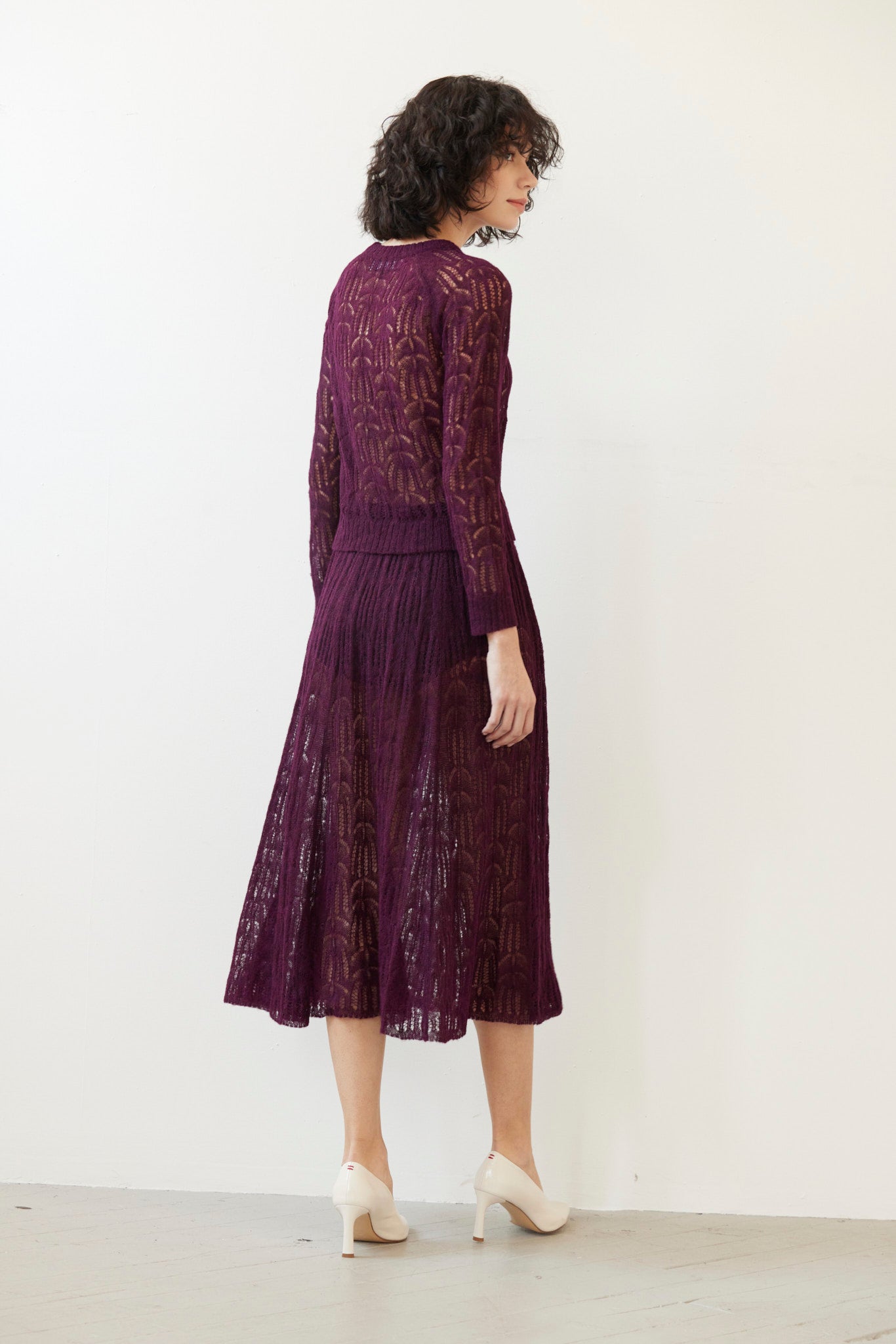 SAMPLE FW26 - Erin Lace Knit Skirt - Pinot Wine Samples CHRISTINE ALCALAY