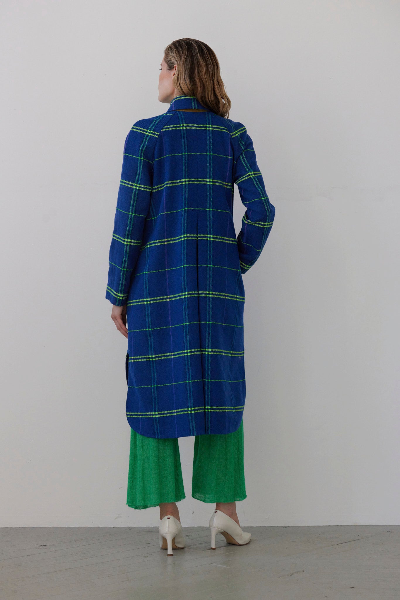 SAMPLE FW26 - Florence Jacket in Wool - Electric Blue Plaid Samples CHRISTINE ALCALAY