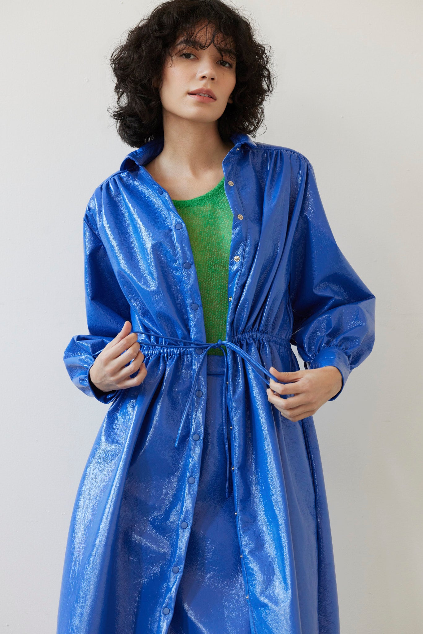 SAMPLE FW26 - Georgia Dress in Gloss Pleatherette - Electric Blue Samples CHRISTINE ALCALAY Electric Blue XS/S