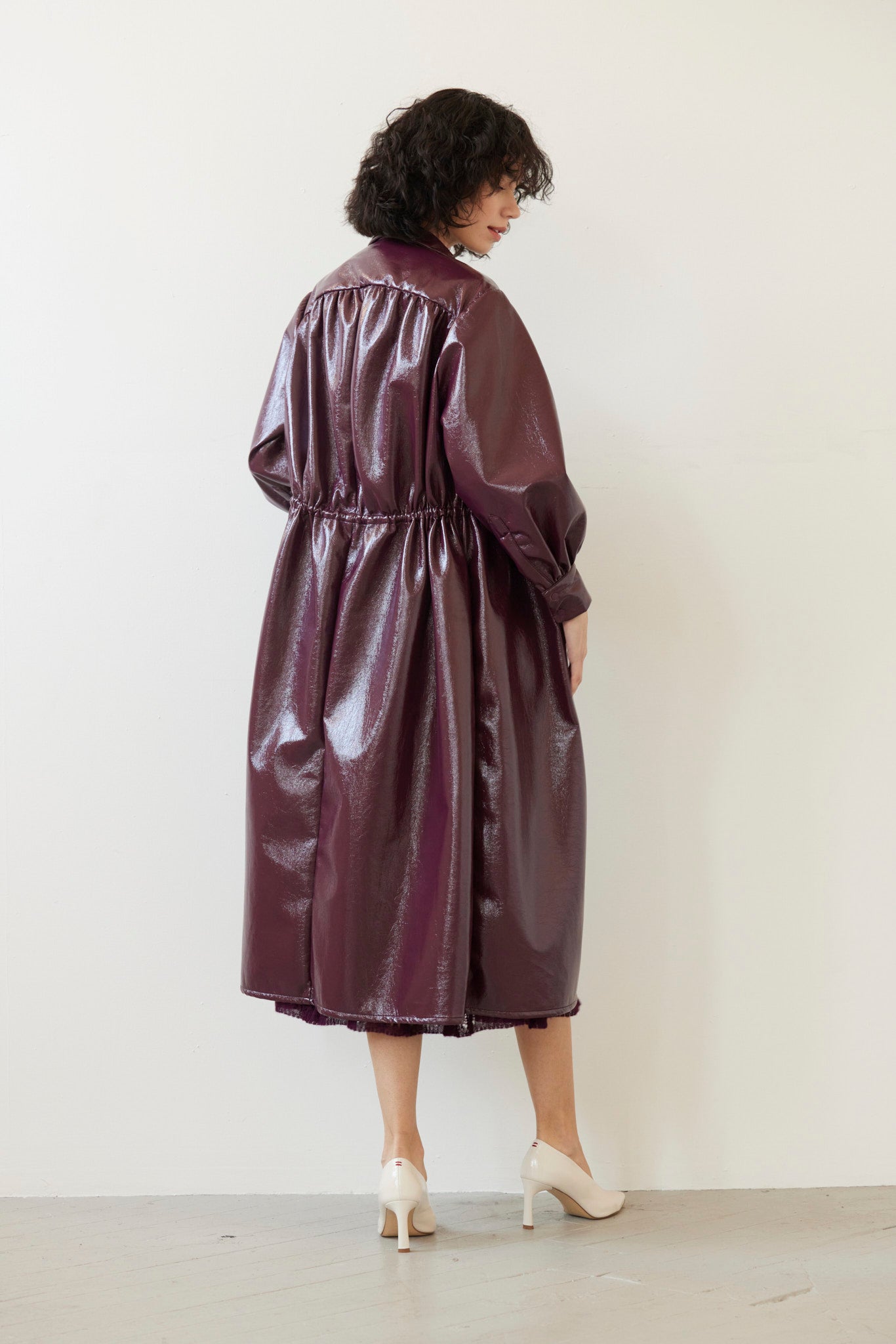 Georgia Dress in Gloss Pleatherette - Plum Wine – CHRISTINE ALCALAY