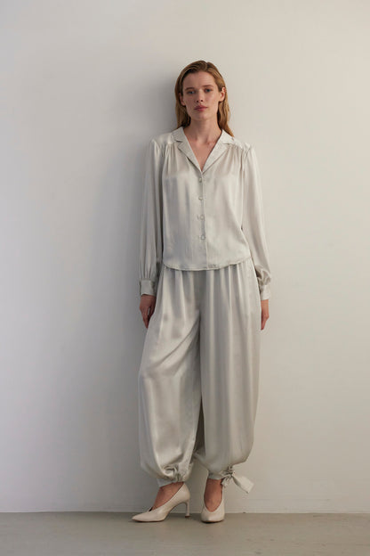 SAMPLE FW26 - Gertrude Pant in Silk Charmeuse - Pearl Samples CHRISTINE ALCALAY