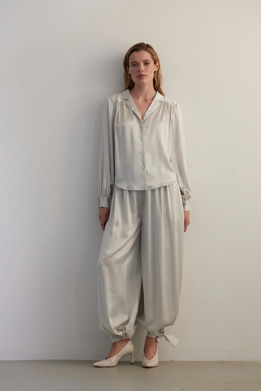 SAMPLE FW26 - Gertrude Pant in Silk Charmeuse - Pearl Samples CHRISTINE ALCALAY