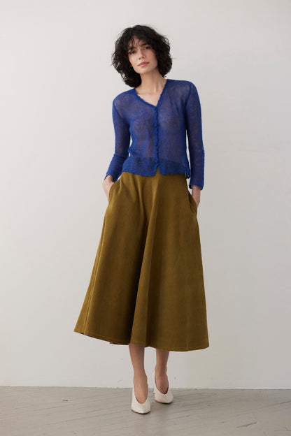 SAMPLE FW26 - Gwen Mitered Bias Skirt in Corduroy - Fern Green Samples CHRISTINE ALCALAY Fern 2