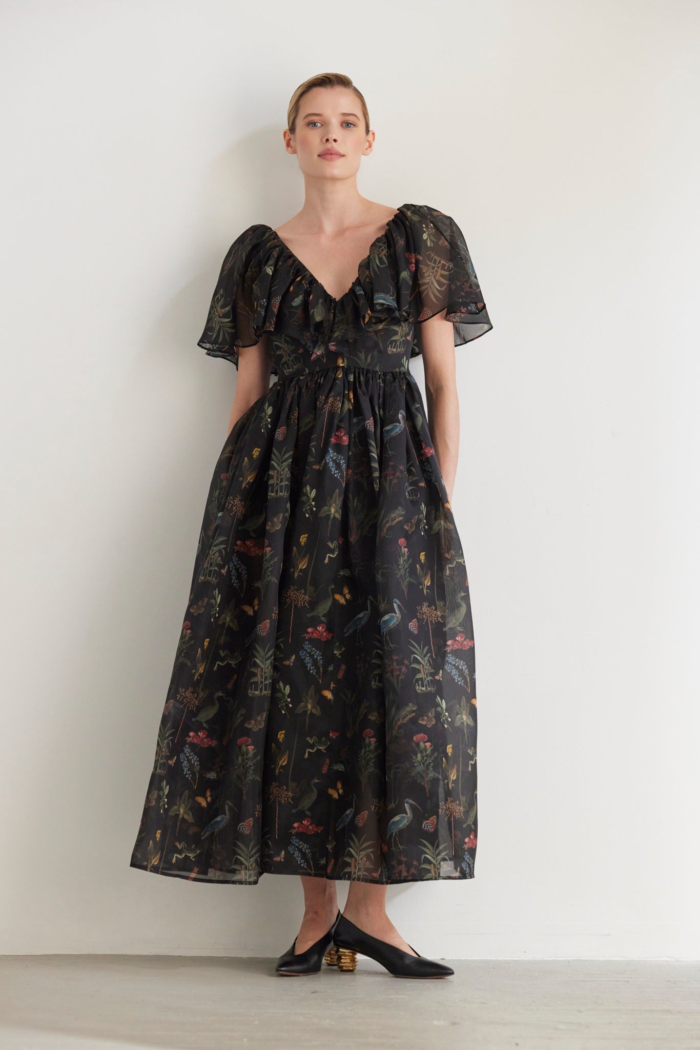 SAMPLE FW26 - Hong Nhung Dress in Audubon Silk Organza - Black Night Audubon Samples CHRISTINE ALCALAY Black Night Audubon 2