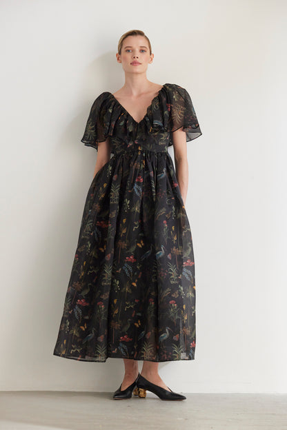 SAMPLE FW26 - Hong Nhung Dress in Audubon Silk Organza - Black Night Audubon Samples CHRISTINE ALCALAY Black Night Audubon 2