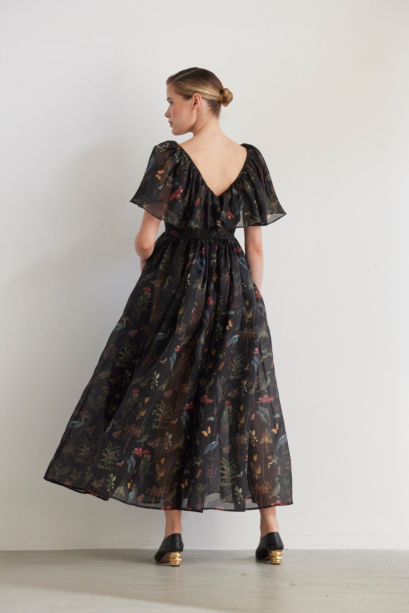 SAMPLE FW26 - Hong Nhung Dress in Audubon Silk Organza - Black Night Audubon Samples CHRISTINE ALCALAY