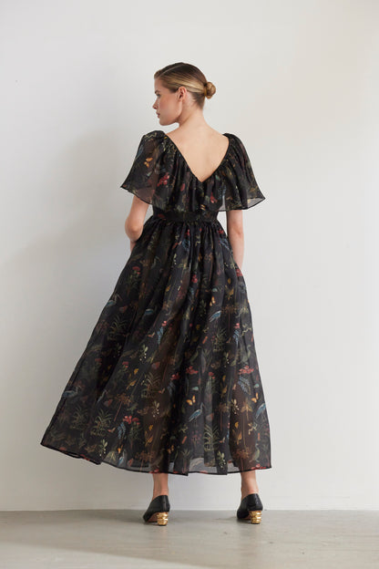 SAMPLE FW26 - Hong Nhung Dress in Audubon Silk Organza - Black Night Audubon Samples CHRISTINE ALCALAY
