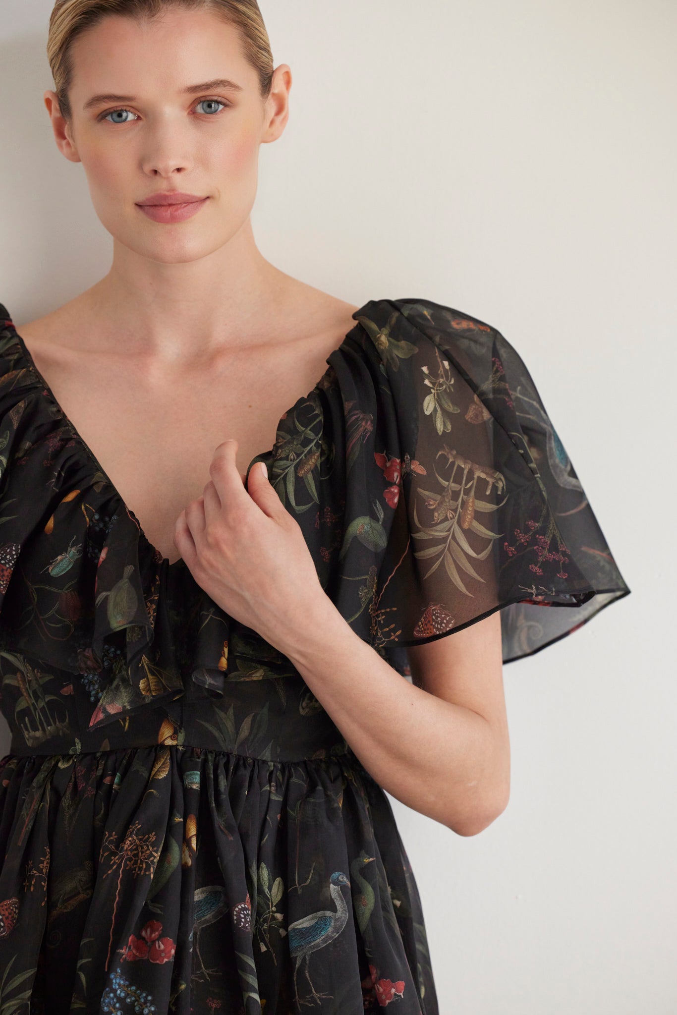 SAMPLE FW26 - Hong Nhung Dress in Audubon Silk Organza - Black Night Audubon Samples CHRISTINE ALCALAY