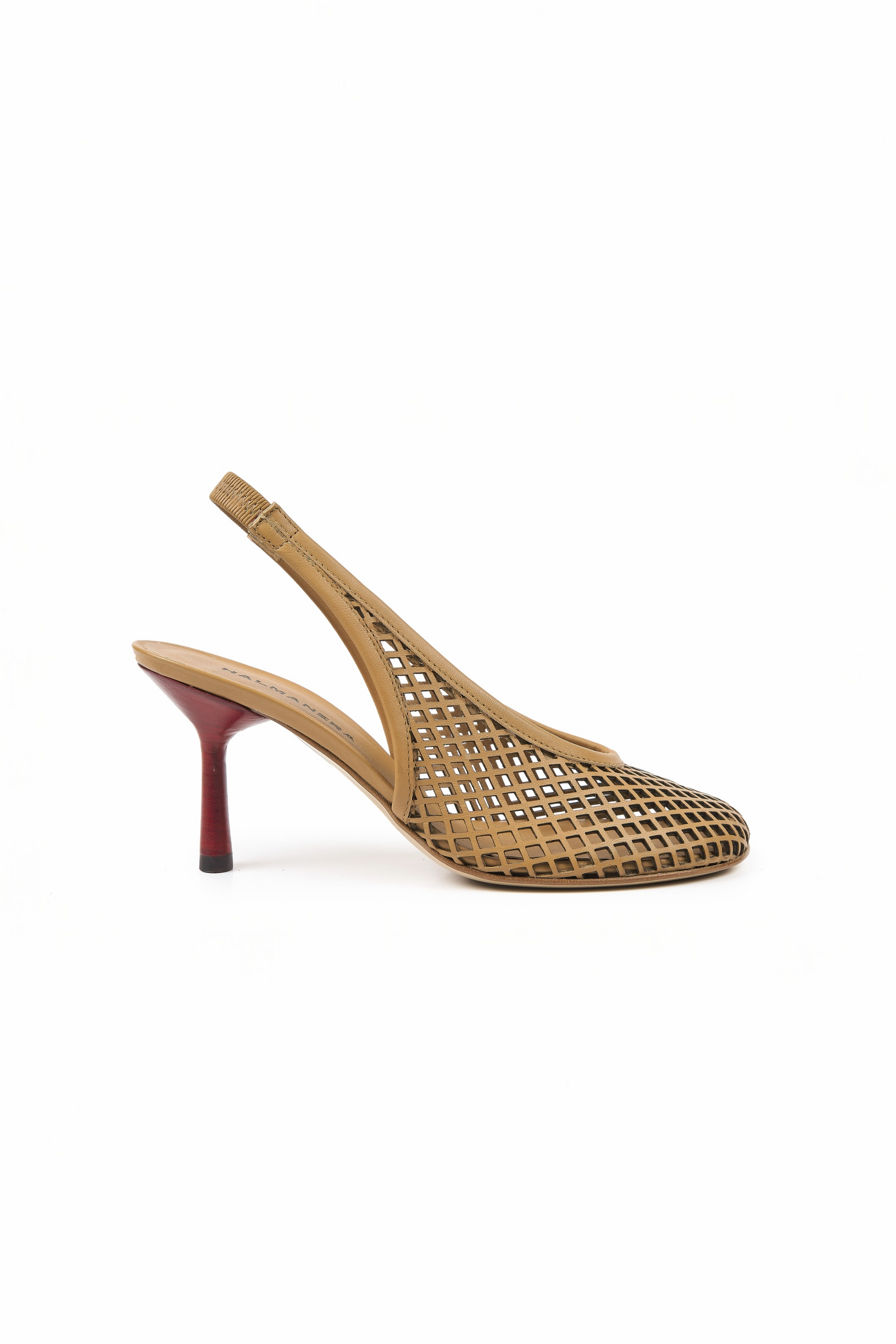 Adele Lasercut Heels in Tan Shoes Halmanera