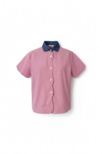 Flora Blouse in Red Gingham Cotton Tops CHRISTINE ALCALAY