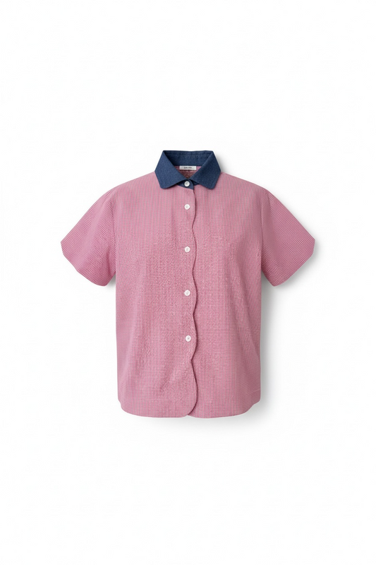 Flora Blouse in Red Gingham Cotton Tops CHRISTINE ALCALAY