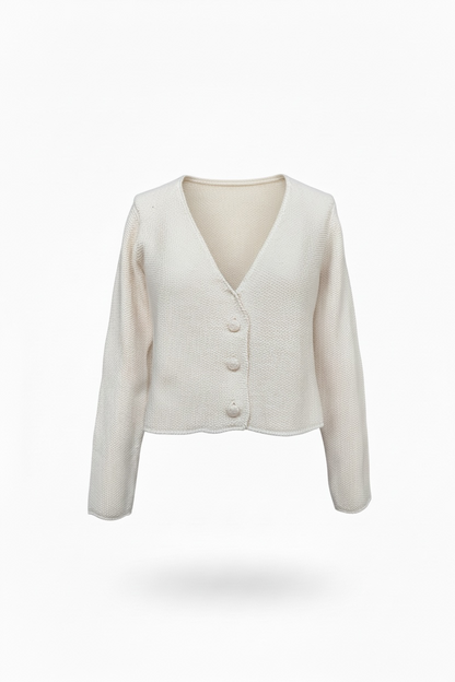 Lolita Cardigan in Cream Pima Cotton Tops CHRISTINE ALCALAY