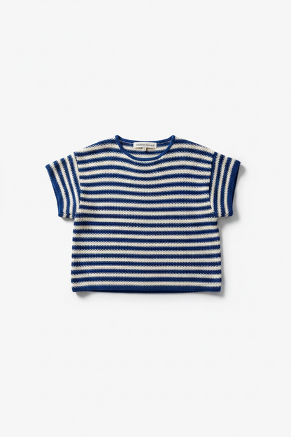 Kerry Tee in Blue Stripe Pima Cotton Tops CHRISTINE ALCALAY