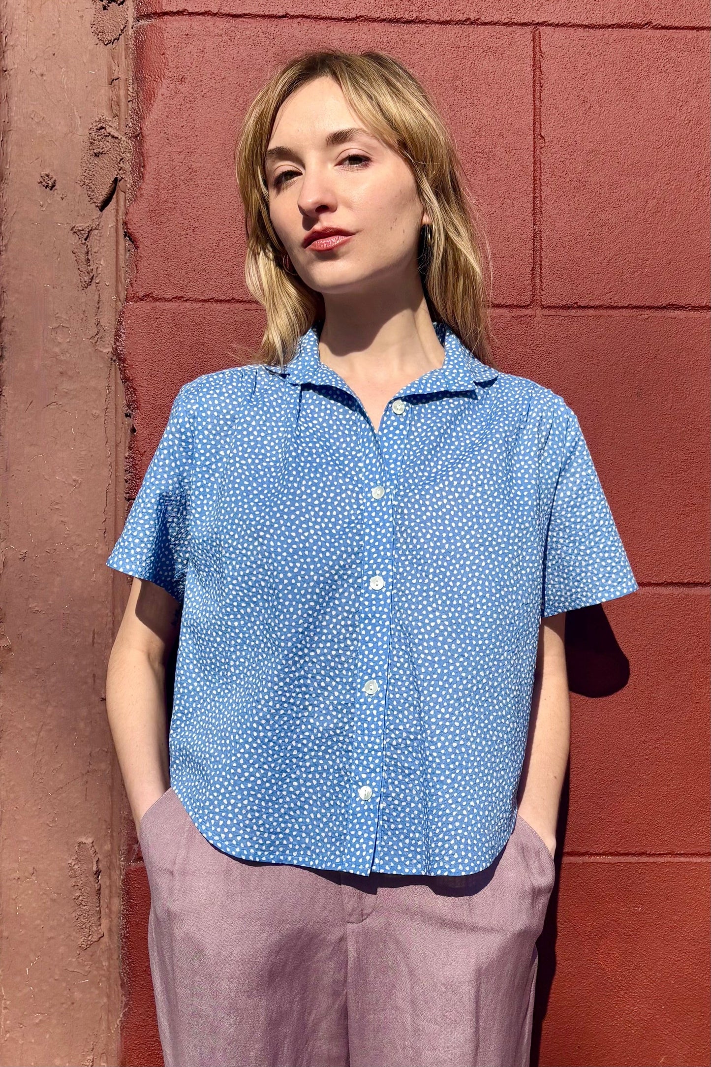 Georgina Blouse in Cotton Pebble Print