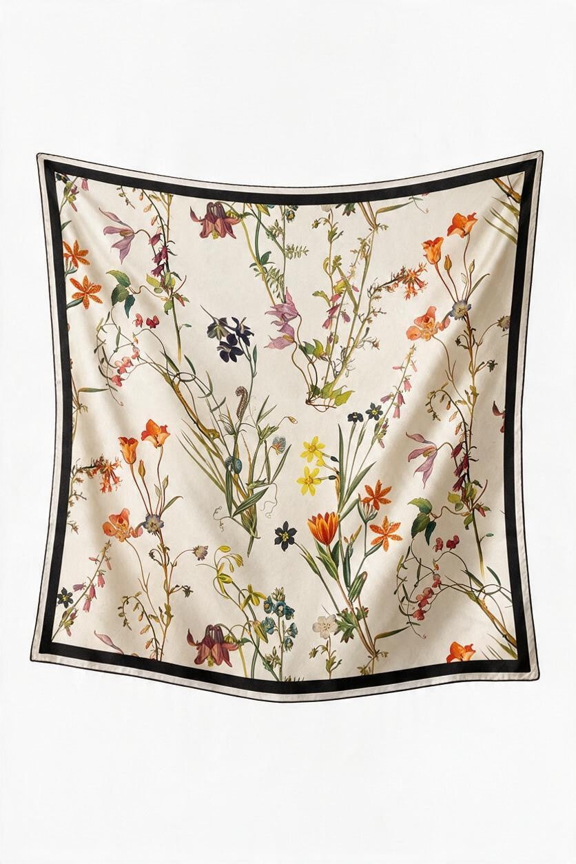 Silk Foulard: Wildflowers Print Silk Scarf CHRISTINE ALCALAY