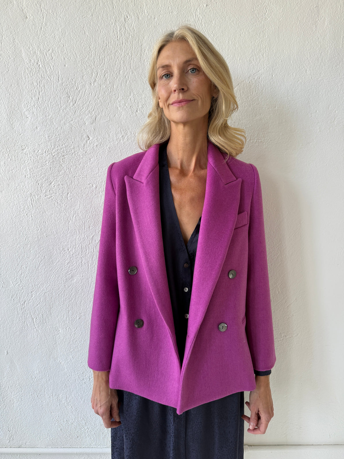 Charlie Double Breasted Coat in Wool - Orchid Jackets CHRISTINE ALCALAY