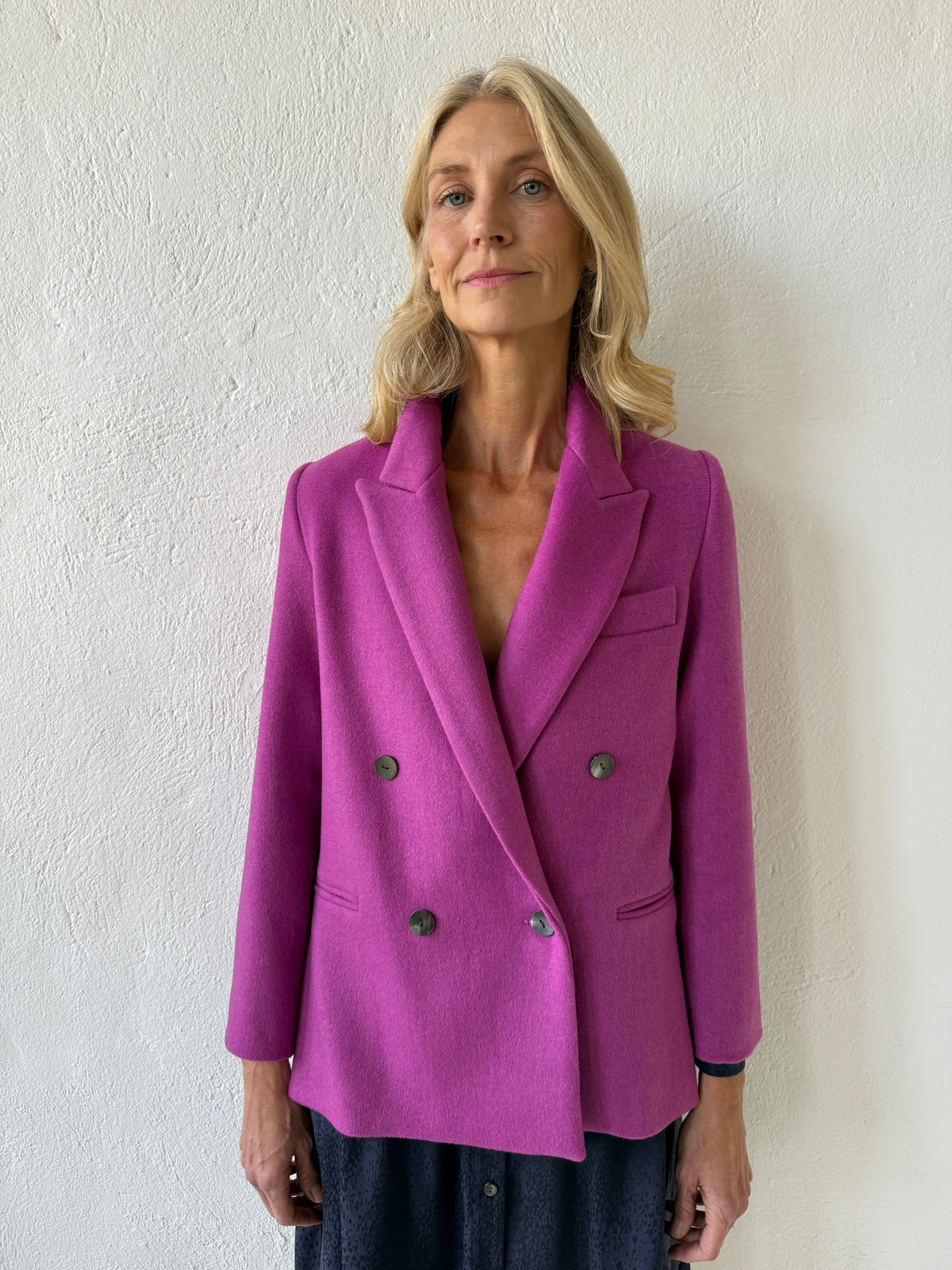 Charlie Double Breasted Coat in Wool - Orchid Jackets CHRISTINE ALCALAY Orchid 0