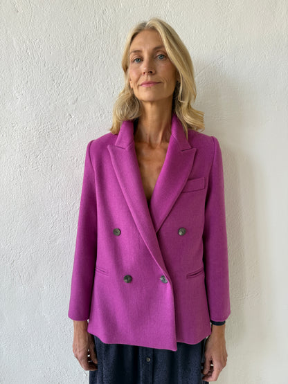 Charlie Double Breasted Coat in Wool - Orchid Jackets CHRISTINE ALCALAY Orchid 0