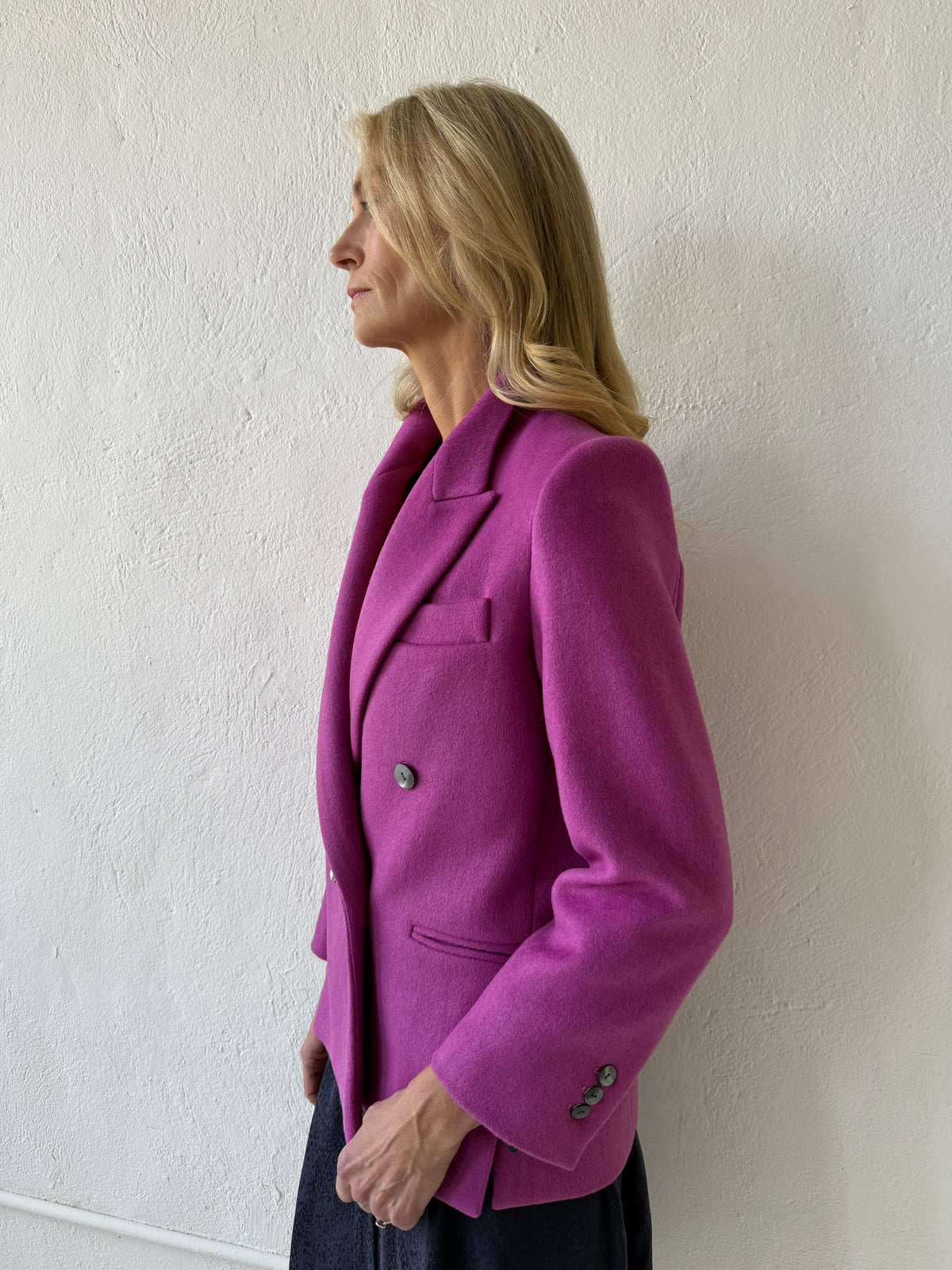 Charlie Double Breasted Coat in Wool - Orchid Jackets CHRISTINE ALCALAY