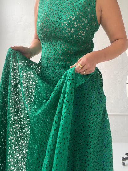 Eurie Dress in Malachite Green Corded Lace Dresses CHRISTINE ALCALAY